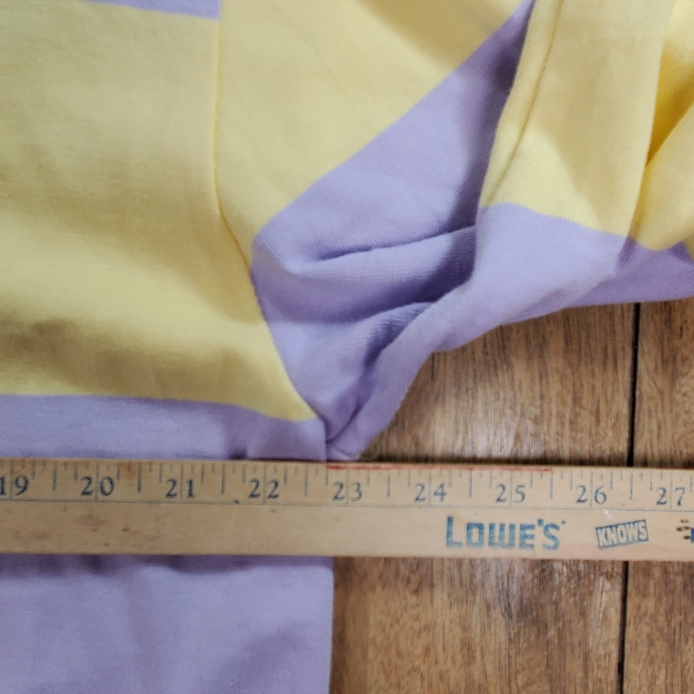 Vintage GAP Rugby Shirt Mens Large Yellow Purple Striped Long Sleeve Cotton Polo - Picture 7 of 8